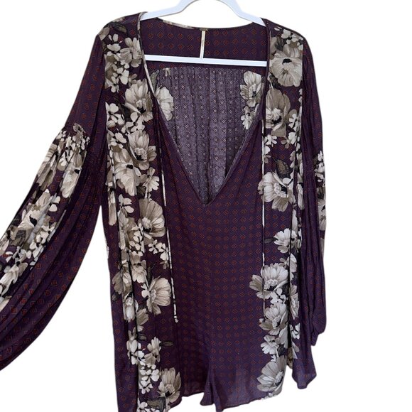 Free People purple floral sunset boulevard romper - Picture 5 of 10